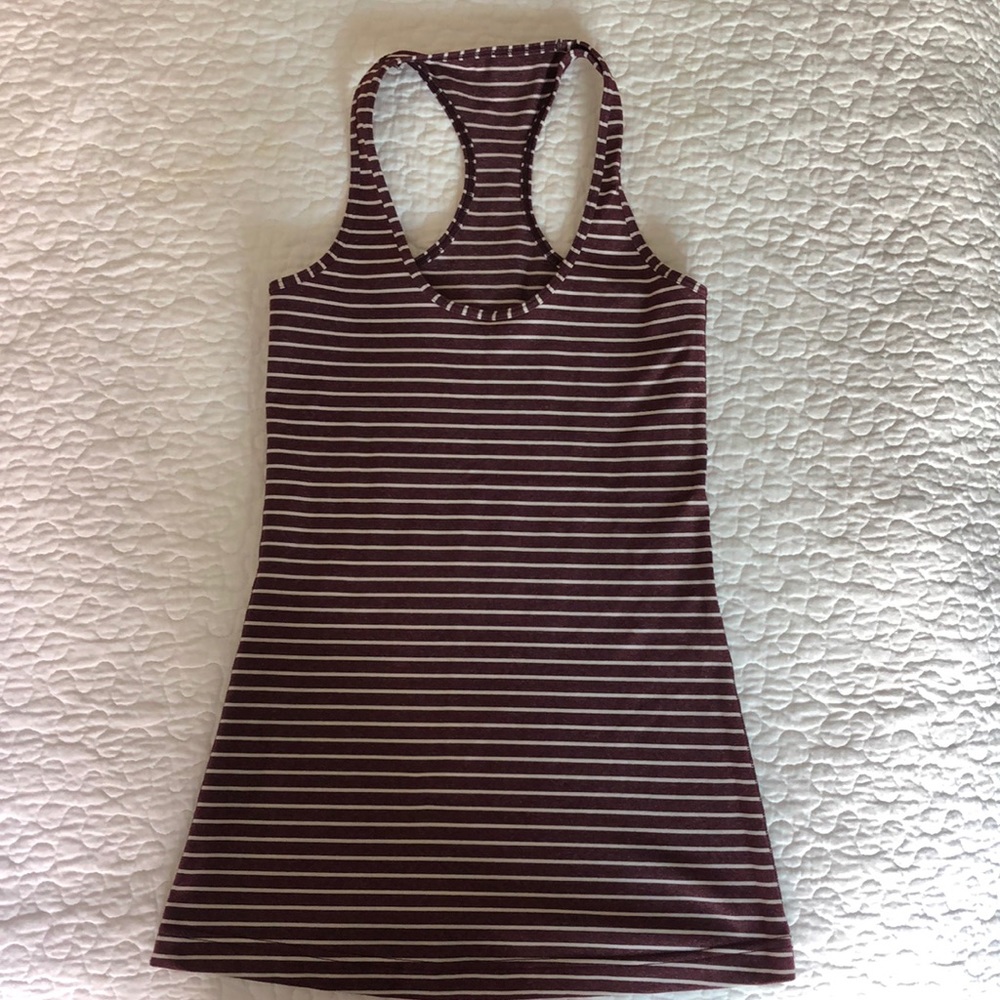 Lululemon cool racerback maroon and white striped